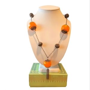 VINTAGE NATURAL BUTTERSCOTCH & EGG YOLK AMBER FILIGREE  NECKLACE.